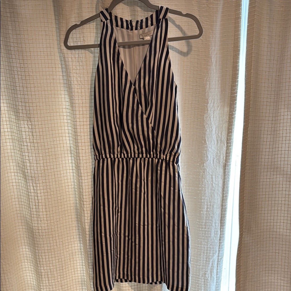 Garnet Hill Black and White Striped Mini Dress